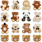 HASTHIP® 16 Parches de Oso de Peluche Bordados,Apliques Animales para Planchar o Coser,Decoración para Ropa Sombrero Bolsa Jeans y Camisa Fleece Embroidery Hot Compress