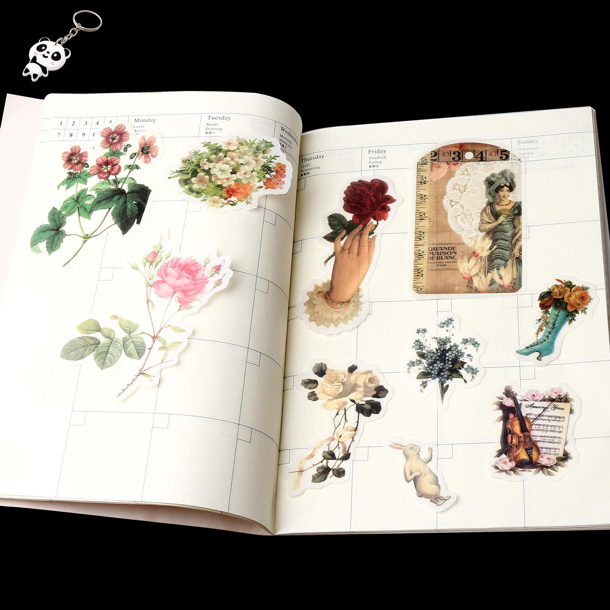 60PCS Stickers Set Vintage Stickers Journal Diary Paper Stickers for Scrapbook Decorative Scrapbooking Self-Adhesive Tropical Plants Stickers for DIY Embellishment Supplies