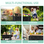 HASTHIP® Collapsible Camping Cart for Beach, Garden, Camping, Sport with Universal Wheels & Adjustable Handle, Heavy Duty Carbon Steel Frame Folding Wagon, Max 100kg, 100L