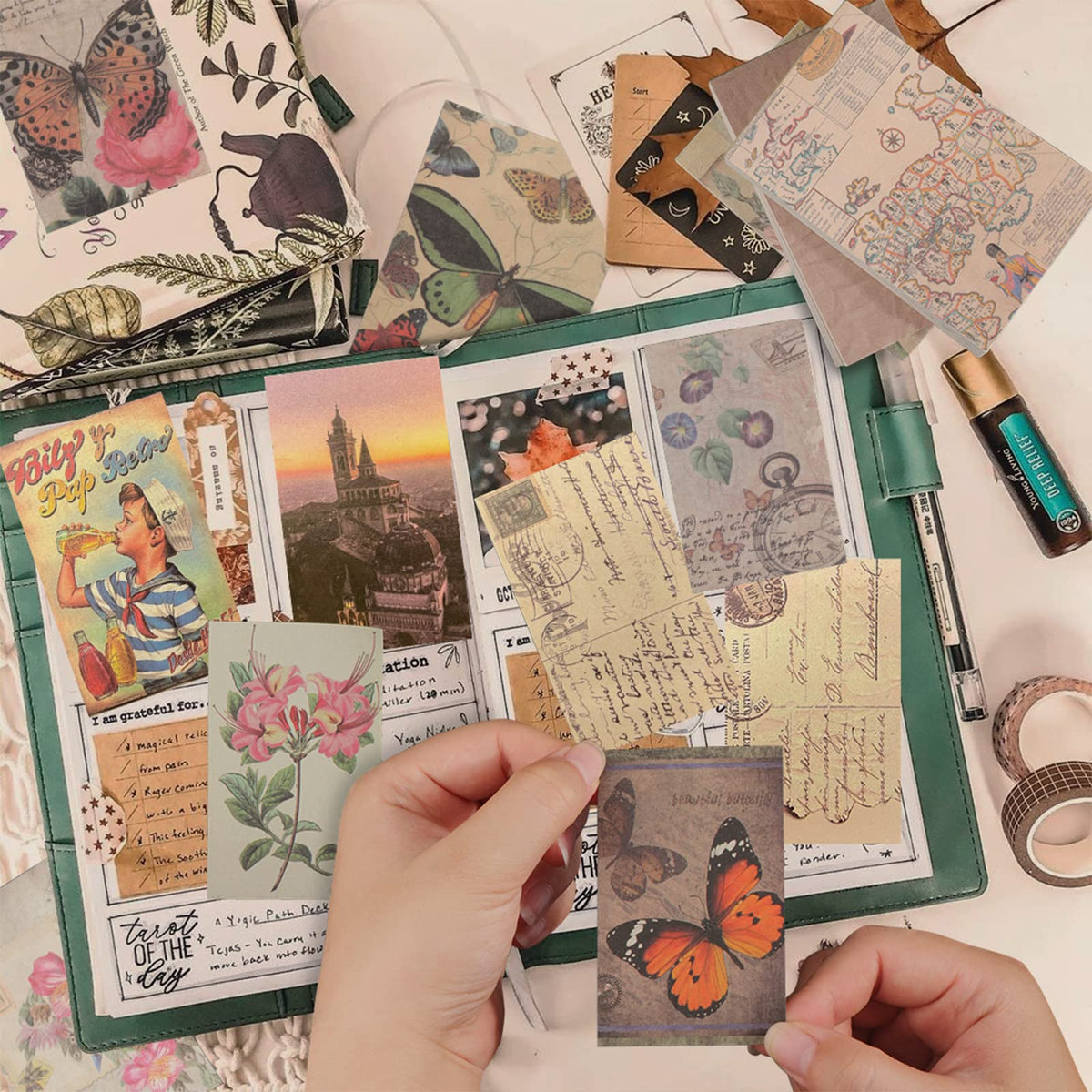 HASTHIP Vintage Scrapbooking Paper Set for DIY Crafts with 480 Sheets and 8 Unique Themes