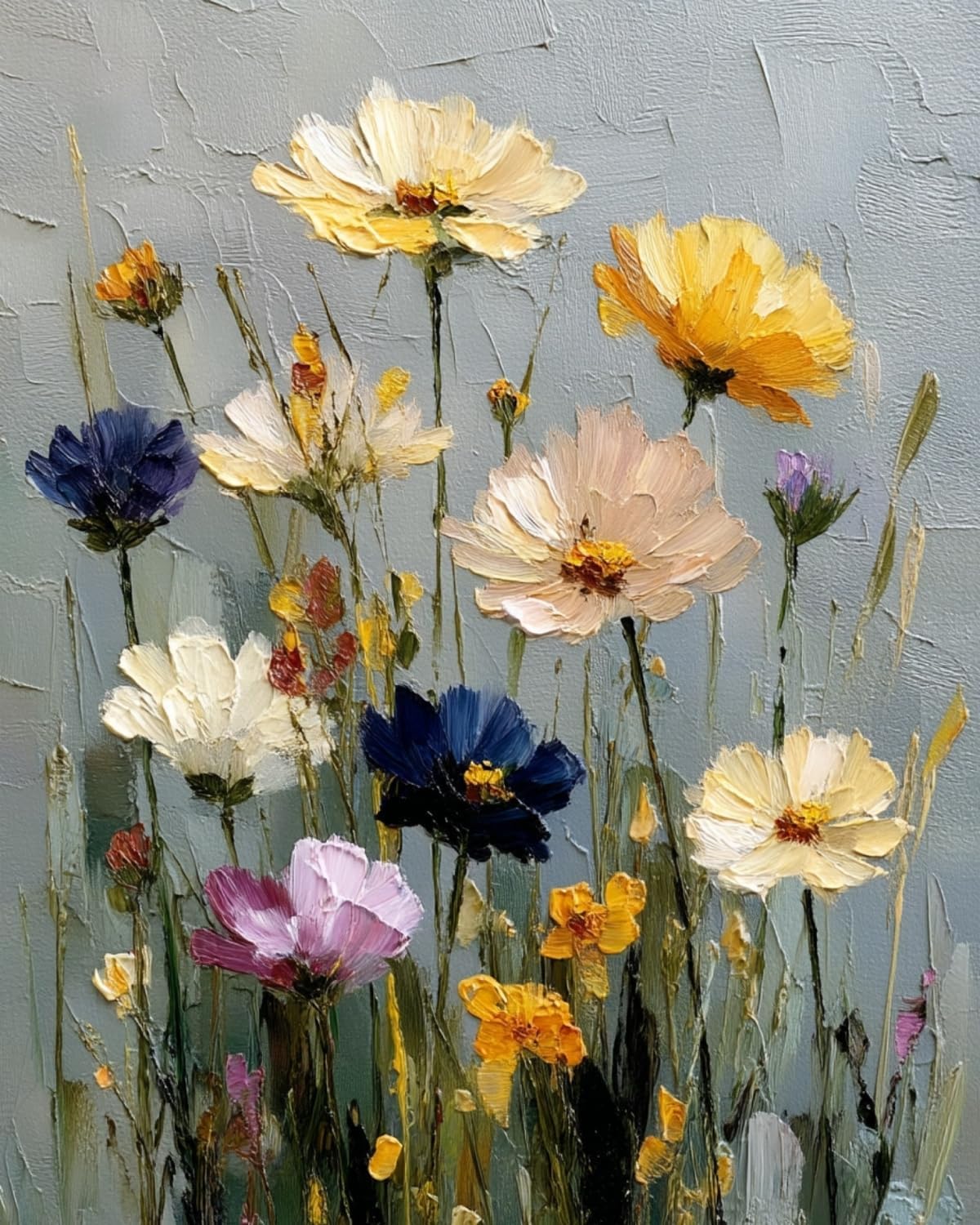 HASTHIP® DIY Paint by Numbers Kit for Adults, Pre Printed Floral Canvas with Numbered Acrylic Oil Paints & 3 Brushes, Frameless Wildflower Art Craft Set for Home Wall Decor & Relaxing Hobby, 40×50cm
