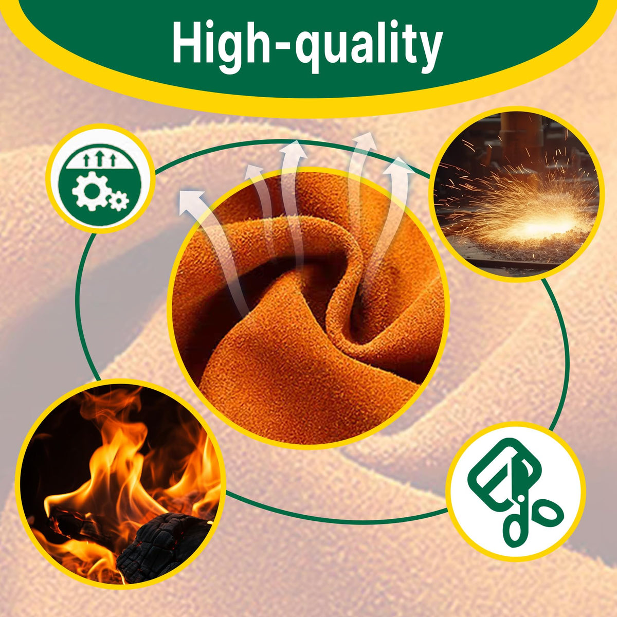 HASTHIP Leather Welding Gloves for Welding and Gardening featuring Reinforced Stitching and 33cm Extended Coverage | Heat Resistant Faux Leather