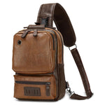 HASTHIP® Mochila bandolera vintage de piel sintética para hombre