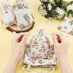 HASTHIP Drawstring Gift Bags for Return Gifts with 20pcs 13x18cm Cotton Flax Fabric | Reusable Rustic Floral Pouches