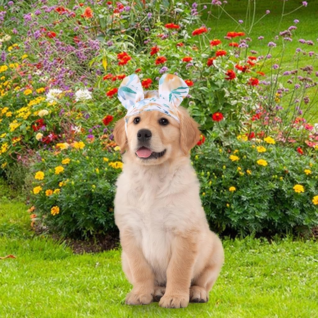 HASTHIP® Small Dog Hat, Cute Puppy Sun Visor Hat with Bunny Ears Fashion Printed Sun Hat for Small Dogs with Chin Strap Dog Dressing Up Accessory Dog