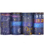 HASTHIP® Set de 20 Rollos de Cinta Washi Galaxy con Lámina Dorada, Estrellas, Lunas y Constelaciones, Cintas Decorativas Adhesivas para Scrapbooking, Diarios y Manualidades DIY