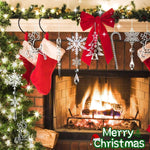 HASTHIP Christmas Tree Decorations 18Pcs for Home and Window featuring Crystal Acrylic Snowflake and Icicle Ornaments