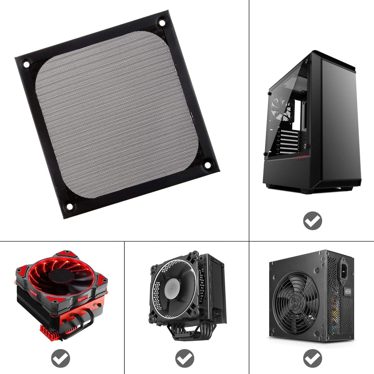 HASTHIP Fan Filter for 120mm PC Case featuring Aluminum Alloy Frame and Stainless Mesh | 3PCS