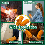 HASTHIP Leather Welding Gloves for Welding and Gardening featuring Reinforced Stitching and 33cm Extended Coverage | Heat Resistant Faux Leather