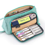 Climberty® Large Capacity Pencil Case, Pencil Pouches Aesthetic, Durable Storage Multiple Compartment Double Zipper Portable Capacity Pencil Pouch for College Student Teen, 20x11cm (Green)