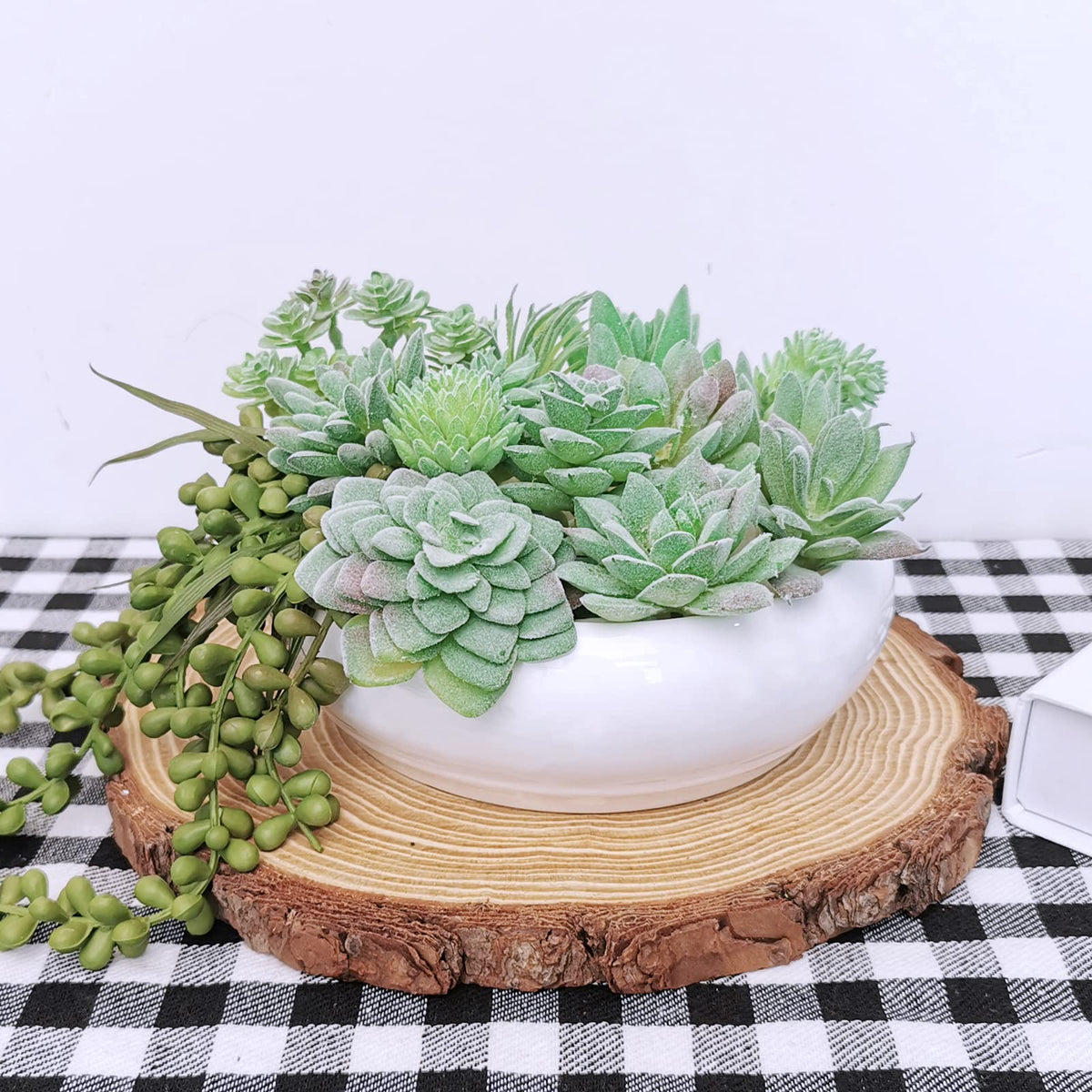 11Pcs Artificial Succulent Plants, Faux Succulent in Flocked Green in Different Type Different Size, Mini Artificial Plants Desk Decor, Computer Desktop Decoration