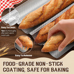 HASTHIP Loaf Bread Proofing Tray for Baking 14.9 in 4 Groove Carbon Steel with Vent Holes | Non Stick Sourdough and French Bread Baking