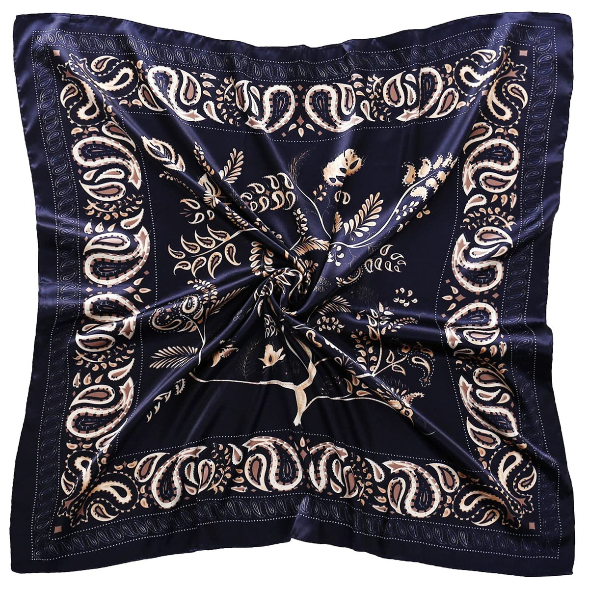 HASTHIP® Pañuelo de Satén para Mujer 35x35 Pulgadas,Suave y Ligero,Estilo Seda Pañuelo Cuadrado con Estampado Jacquard Elegante para Cabello Cuello o Bolsos Regalo Sofisticado Damas