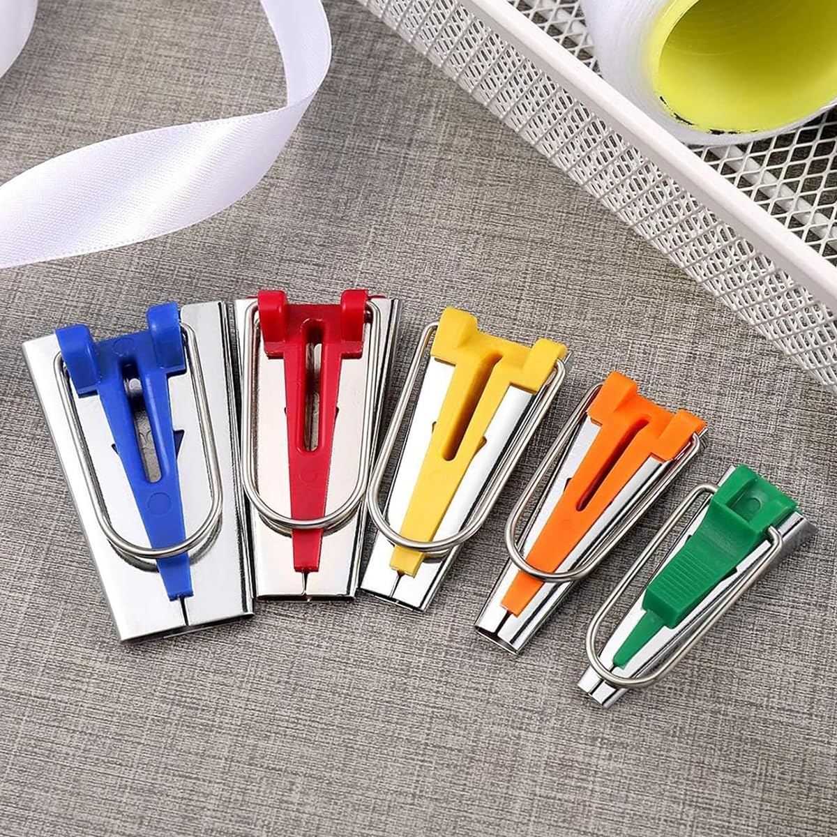 HASTHIP Bias Tape Maker Set for Fabric Sewing and Quilting featuring 5 sizes 1/4 to 1 inch