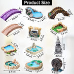 HASTHIP Miniature Garden Bridge Figurines for Fairy Garden Decor with 12 Resin Pieces | White Accessories