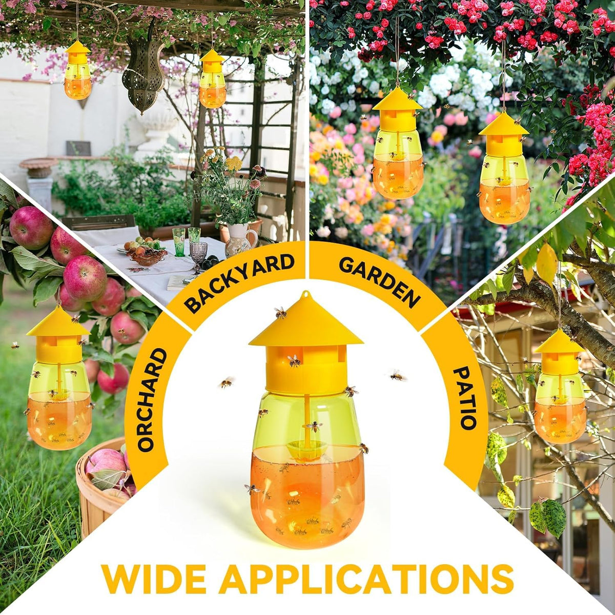 HASTHIP Fruit Fly Trap for Outdoor Use with 4 Entry Design | 2 Pcs Reusable Wasp Catcher