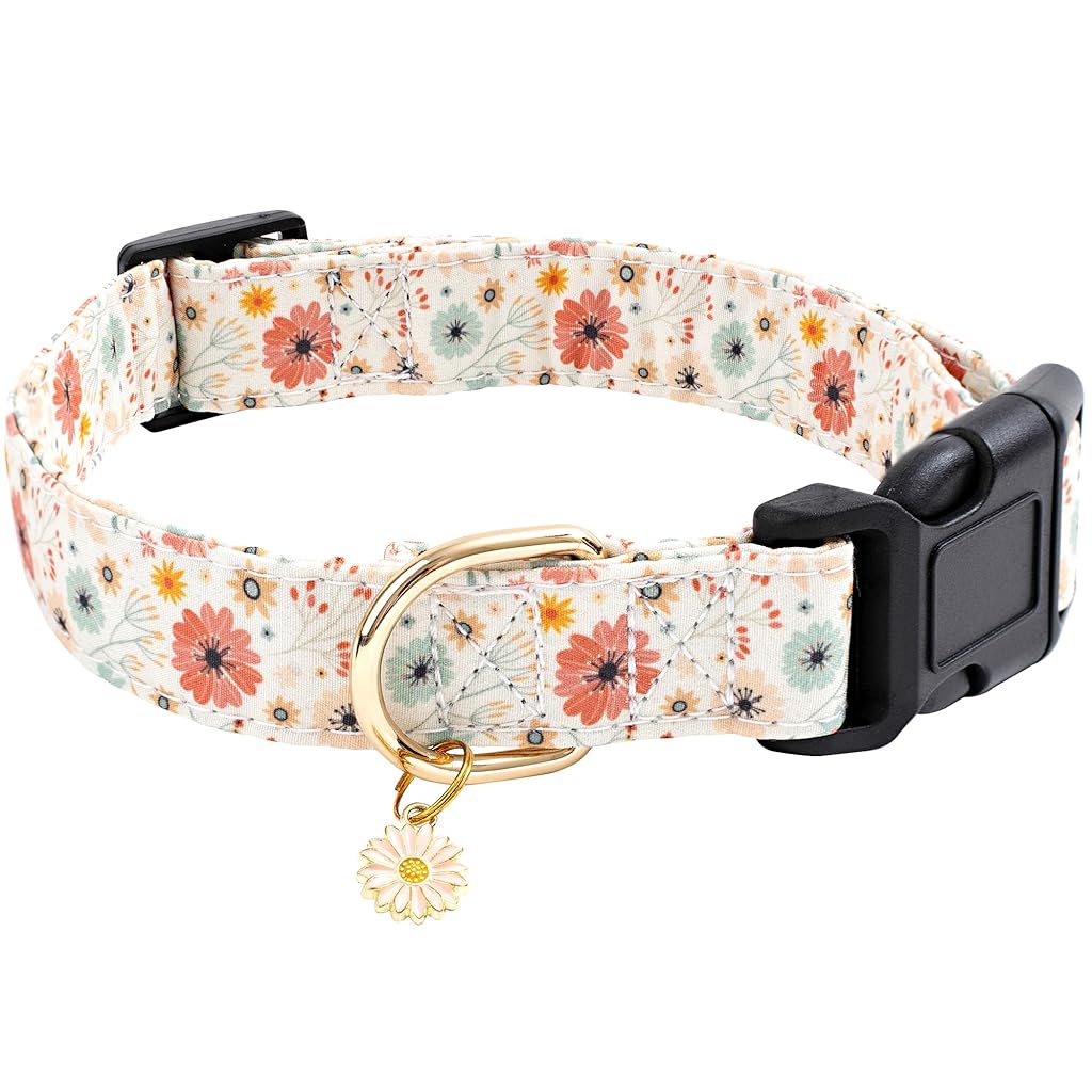 HASTHIP® Collar para Perros de Algodón Diseñador Ajustable M, Collar Cómodo y Resistente con Hebilla Segura para Mascotas Medianas