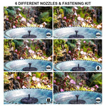 HASTHIP Solar Water Fountain for Garden with 6 Nozzles and 1.5W Pump | Bird Bath Pond Use