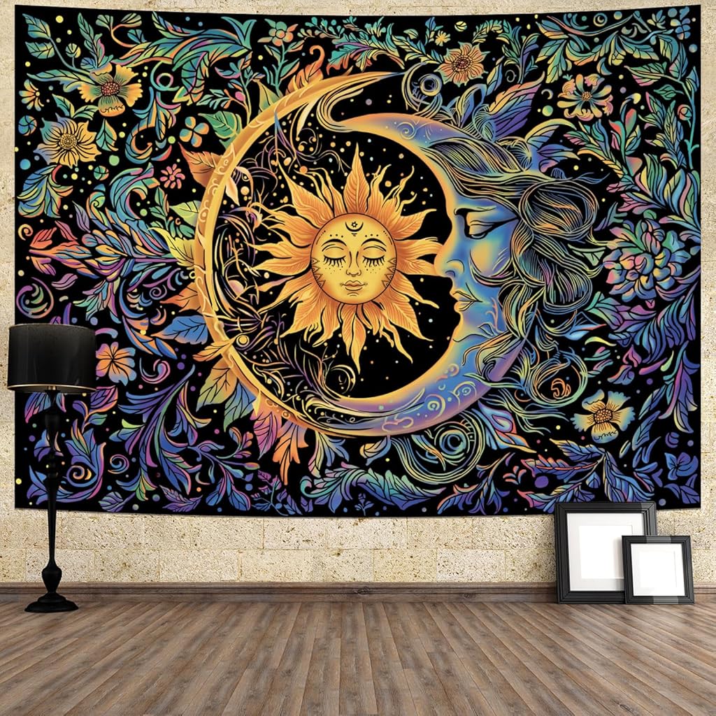 HASTHIP® Tapiz psicodélico de sol y luna