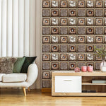 HASTHIP 3D Wall Stickers for Home Decor with 6pc 27.5 in Square Beige Wood Texture Panels