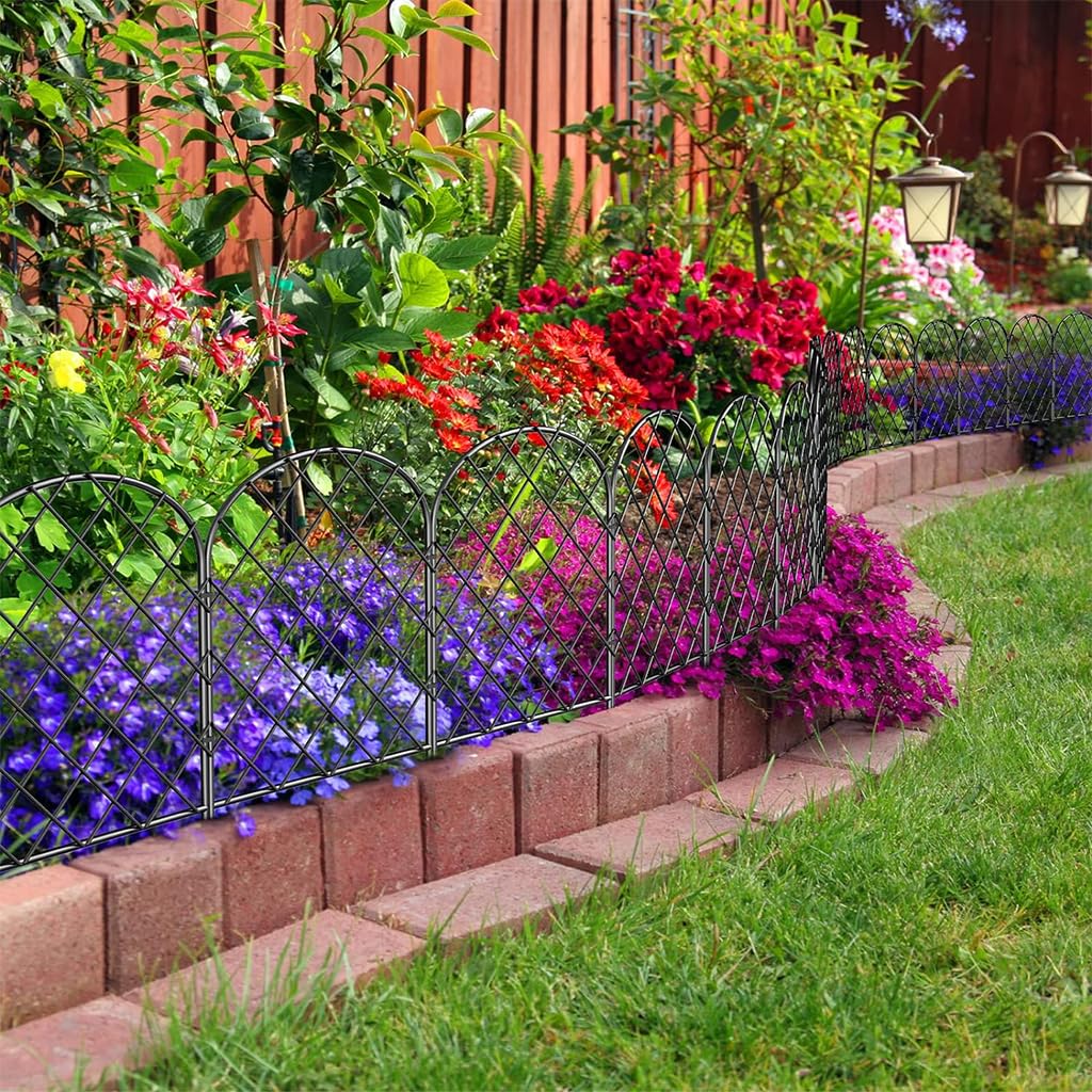 HASTHIP® Metal Garden Fence Outdoor - Versatile Decorative Fence for Garden - Garden Plant Partition Fence - Outdoor Garden & Patio Decoration Items - Garden Fence for Flower, Lawn, Pathway (5 Pcs )