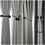 HASTHIP Magnetic Curtain Tiebacks Pack of 2 for Home and Office with 16in Rope | Eco-Friendly Woven Black Holdbacks