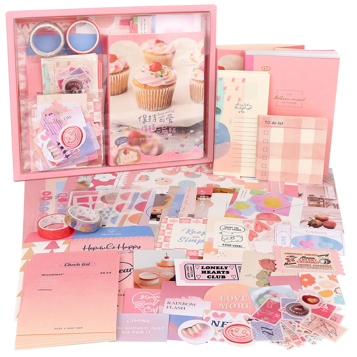 HASTHIP Scrapbook Stickers Kit for Journals and Planners with 346 pcs A6 Grid Notebook | Vintage Papers and Washi Tapes for DIY Crafts