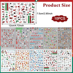 HASTHIP Nail Art Decals for Christmas with 10 Sheets Self Adhesive Santa Designs | DIY Stickers