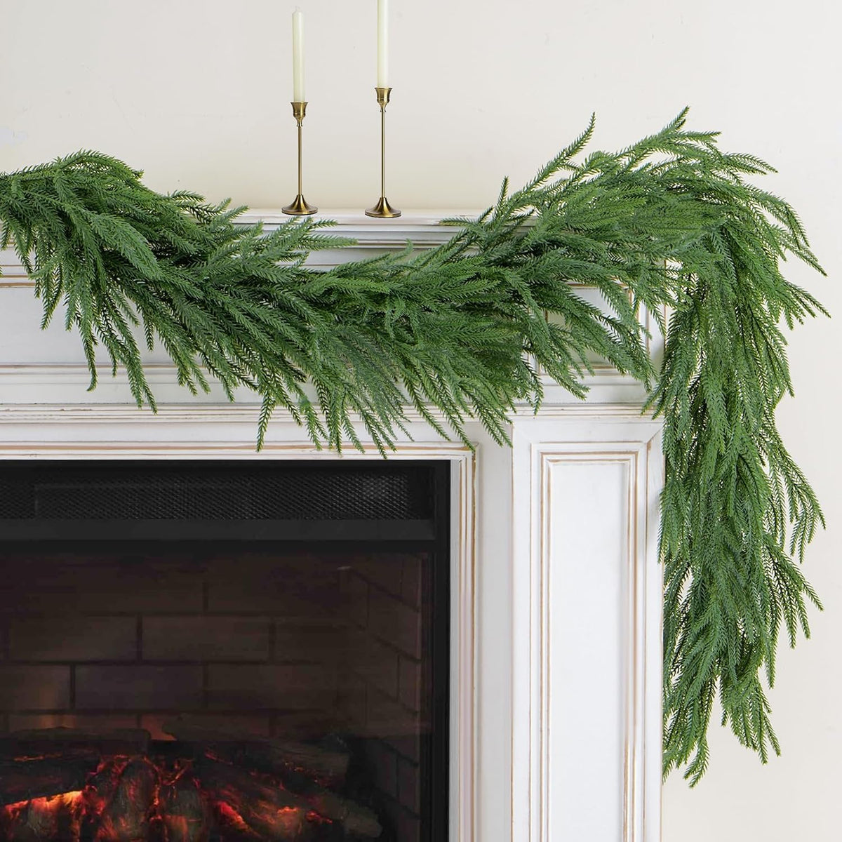 HASTHIP Christmas Garlands for Indoor Decorations featuring 70 in Norfolk Pine Greenery | Real Touch PVC with Hanging Loop