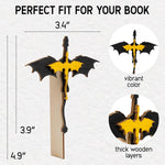 HASTHIP® Fourth Wing Merch Dragon Bookshelf Decor, Handmade Wooden Bookshelf Decorations, Fantasy Fan Book Nook Acotar Trinkets, Cool 4th Wing Bookish Accessories Gifts for Books Lovers