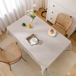 HASTHIP Table Cover for 4 Seater Dining Table 51.2x51.2 in with Cotton Linen Fabric | Beige Square Design