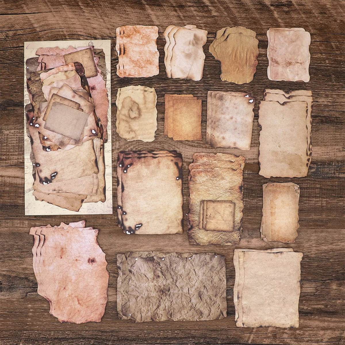 HASTHIP Vintage Scrapbook Materials for Journals with 90 pcs Aged Paper Stickers | Retro DIY Crafts