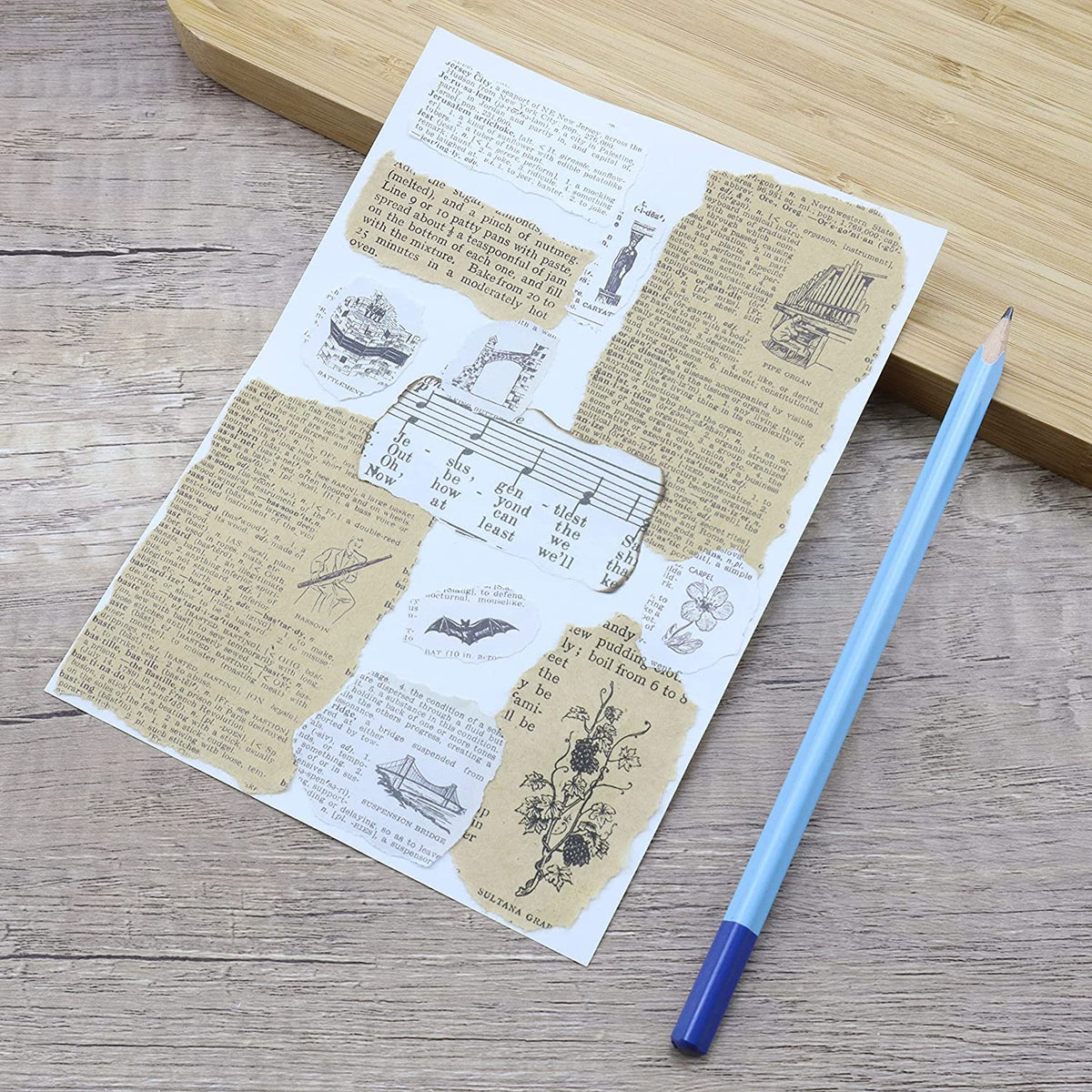 HASTHIP Scrapbook Decorative Materials for Journals and Crafts featuring 114 pcs Vintage Paper Pack | Gold Ephemera Pages 4.5 x 7 in