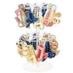 HASTHIP® 2 Tier Acrylic Hair Claw Clip Organizer Stand with 24 Metal Rings, Clear Display Holder for Hair Clips, Sunglasses, Jewelry and Keychains Storage