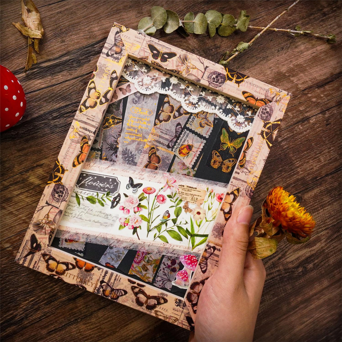 HASTHIP Washi Tape Set for Journals and DIY Crafts featuring 20 Rolls 9.8 ft Floral & Butterfly Designs