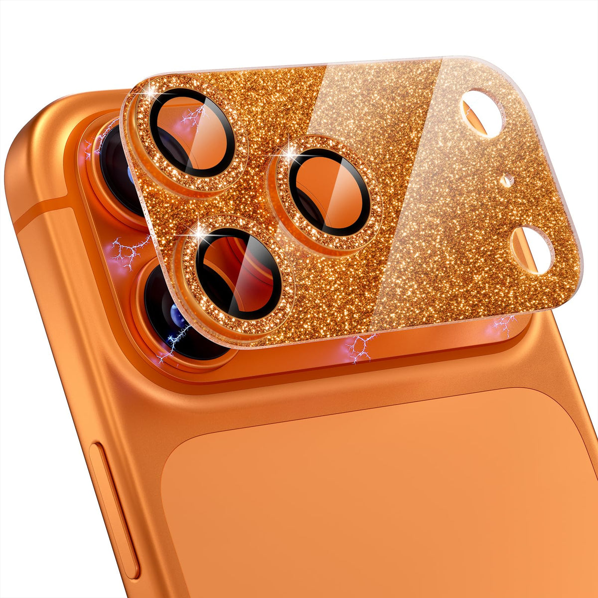 HASTHIP® Protector de Lente de Cámara para iPhone 17 Pro MAX 6.9'', Vidrio Templado 9H Antirrayas, Anillo Metálico Brillante, Alta Transparencia, Compatibilidad con Funda, Instalación Fácil