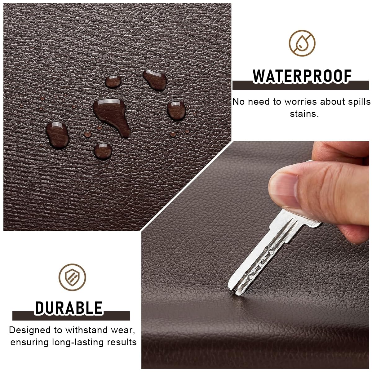 HASTHIP Leather Repair Patch for Sofas and Car Seats featuring Self Adhesive 17.7×79in PU Vinyl | Dark Brown Waterproof Tape