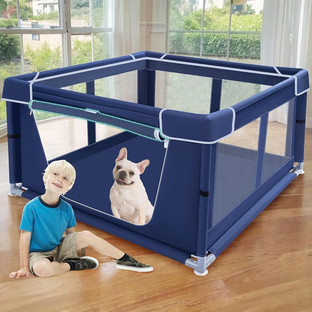 HASTHIP® 42x42x25.6 Inches Puppy Playpen with Gate, Dog Playpen for Puppies or Small Dogs