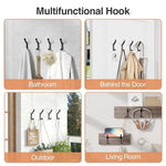 HASTHIP® 4Pcs Wall Hooks Hat Hooks Garment Hanger Hooks Coat Hooks Dual-hook Design Modern Minimalist Cast Iron Wall Mount Hooks with Screws Kit, Versatile Wall Hooks for Entryway, Wall, Room, Kitchen