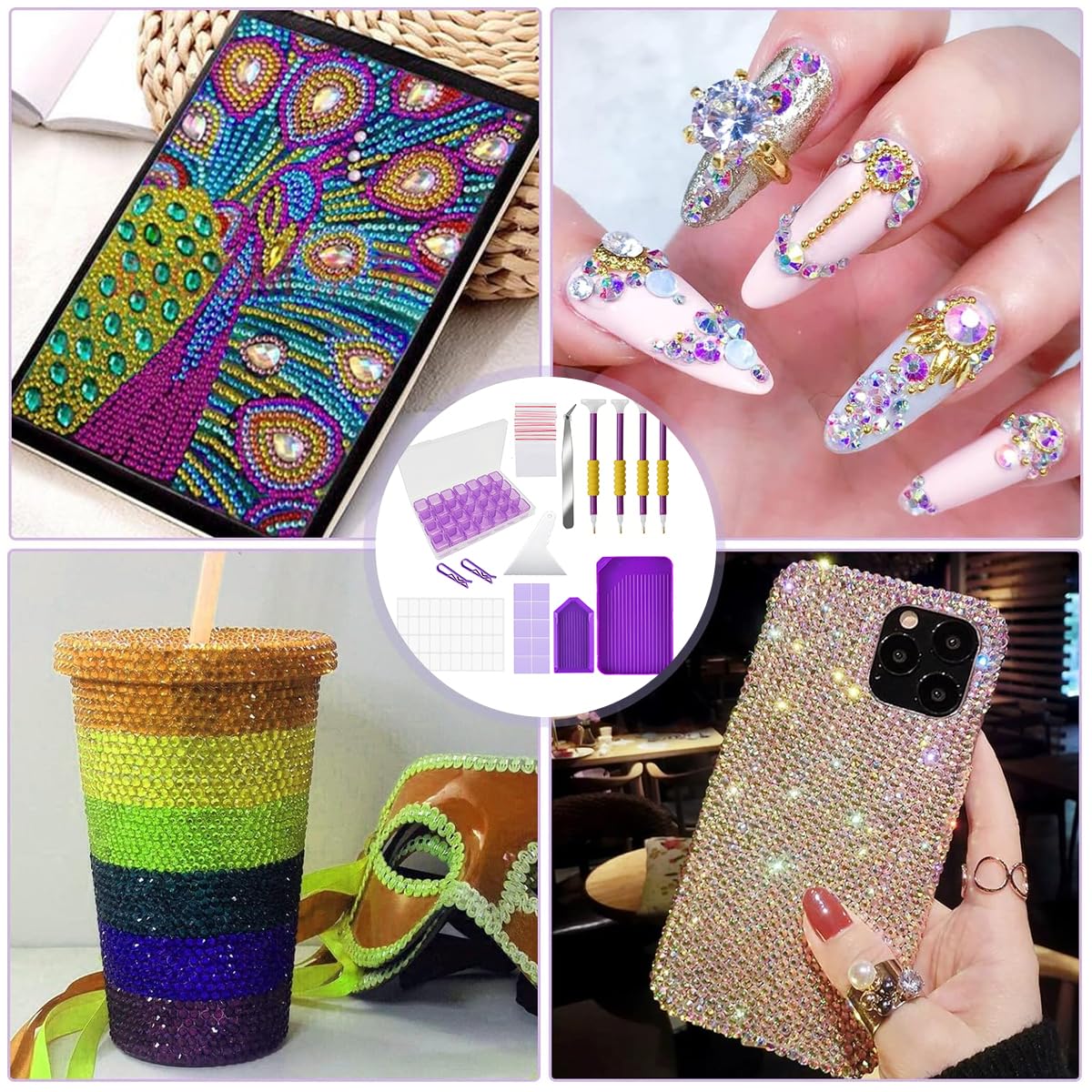 HASTHIP Diamond Painting Tools Kit with 46PCS Accessories and 28‑Grid Organizer Box | DIY Art Storage Solution