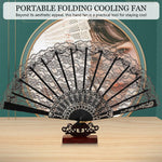 HASTHIP Chinese Hand Fan for Parties and Weddings with Bamboo Frame and Black Lace | 2PCS Set