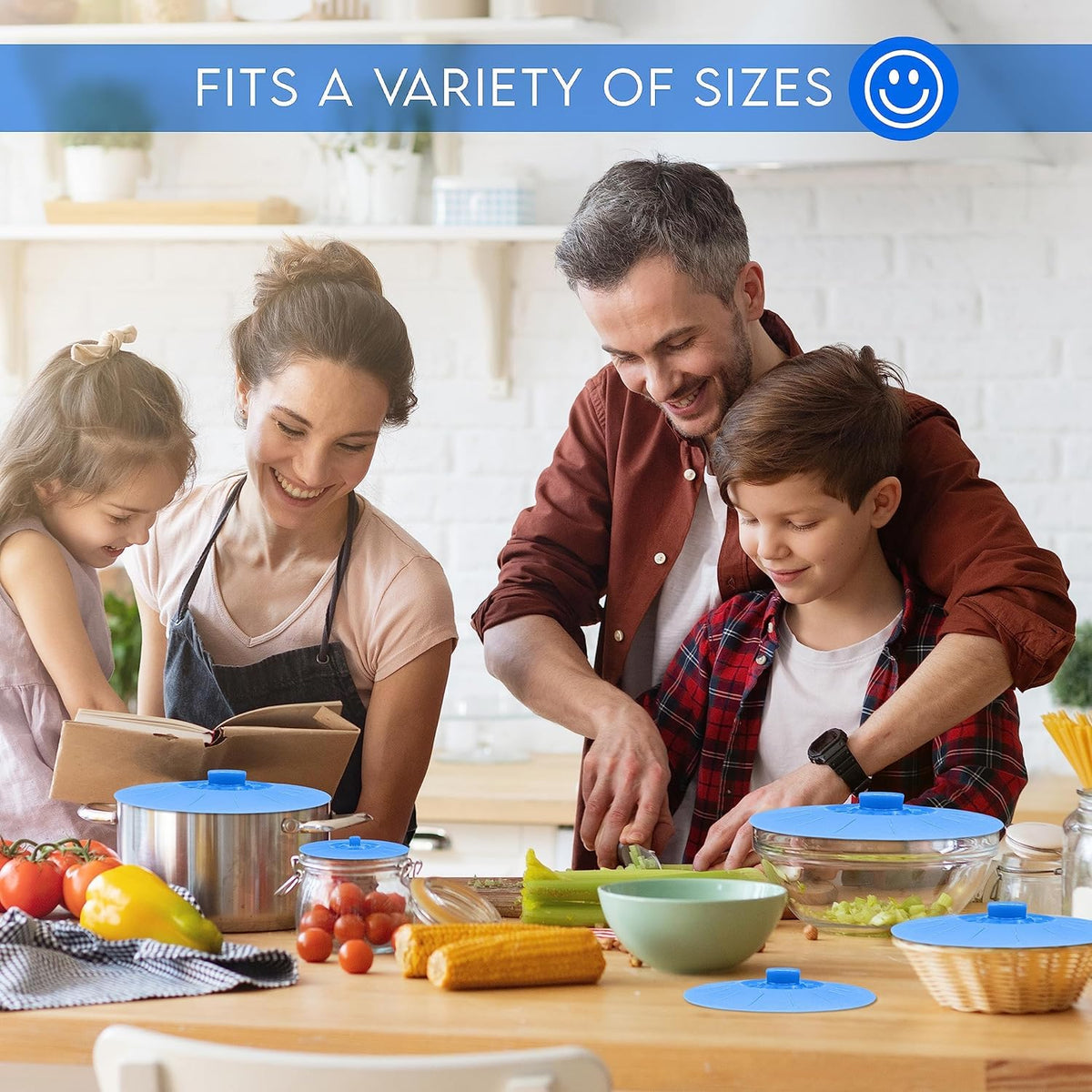 HASTHIP Silicone Lids for Bowls with 10 Piece Set in 5 Sizes from 13.2cm to 26.5cm | Blue Reusable Covers