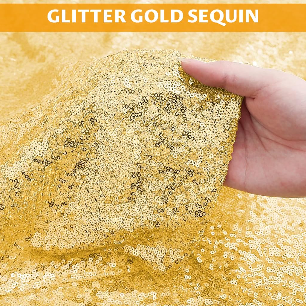 HASTHIP Sequin Table Runner 12 x 71 in for Holiday Celebration with Glitter Gold Design