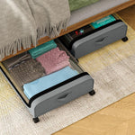 HASTHIP Under Bed Storage for Clothes and Shoes with Wheels and Clear Lid 80x44x13cm