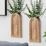 HASTHIP® 2PCS Jarrón de Pared de Madera para Flores Secas, Colgante Boho, Decoración Rústica de Arco de Madera para Plantas, Adorno Decorativo de Pared para el Hogar (30x14x4cm)