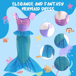 HASTHIP® Mermaid Dress for Girls - Little Mermaid Costume for Girls with Bag Princess Dresses for Girls Gift Birthday Party