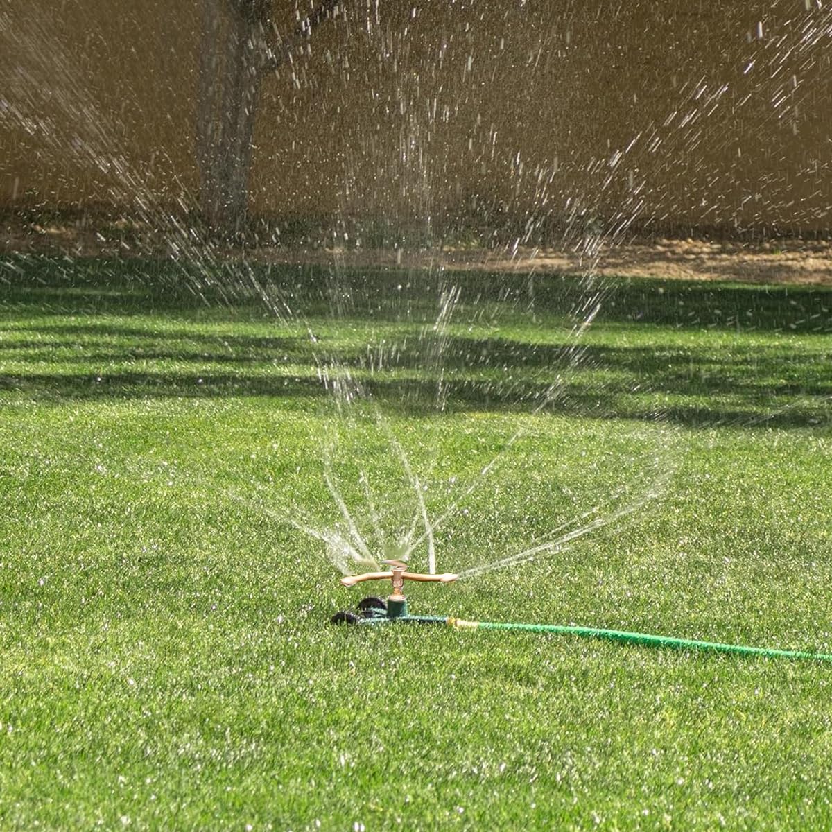HASTHIP Garden Sprinkler for Lawn Irrigation featuring 3 Head 360 Degree Rotation Brass System