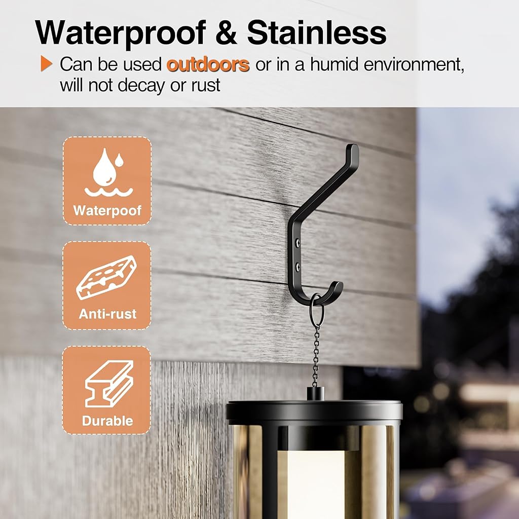 HASTHIP® 4Pcs Wall Hooks Hat Hooks Garment Hanger Hooks Coat Hooks Dual-hook Design Modern Minimalist Cast Iron Wall Mount Hooks with Screws Kit, Versatile Wall Hooks for Entryway, Wall, Room, Kitchen