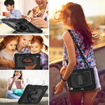 HASTHIP® Case for iPad Air 11 2025/2024 M3/M2/Air 5th/4th Gen 10.9/Pro 11 4th/3rd Gen with Pencil Holder 360° Kickstand & Adjustable Hand Grip Strap Dual Pen Storage Design Travel Silicone Cover