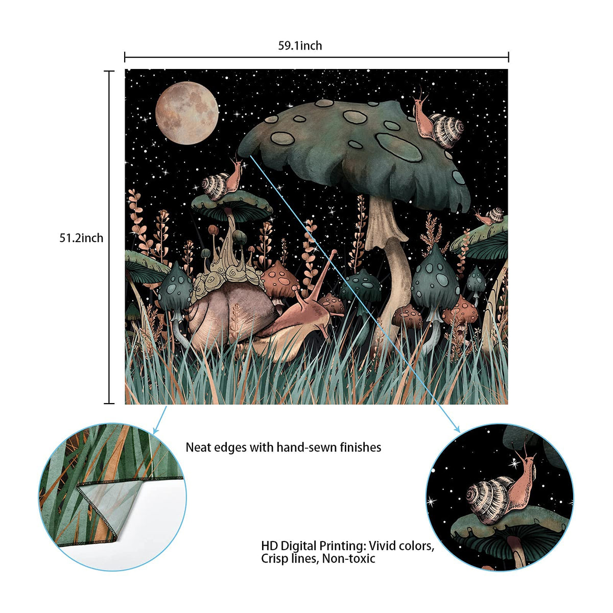 HASTHIP Trippy Mushroom Tapestry for Room Wall Art 51.2 x 59.1 in featuring HD Printing | Polyester Fiber Hanging Decor